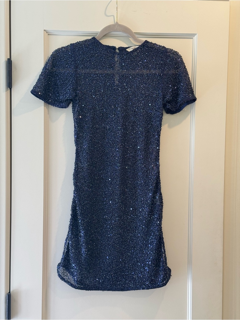 Short Sleeve Navy Sequin Mini Dress